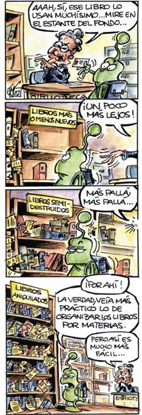 Bok visita una biblioteca