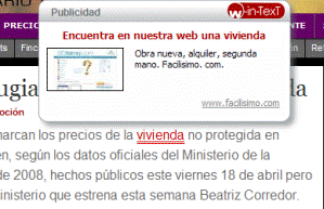 Ejemplo de publicidad intrusiva en la Web